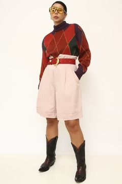 Cropped tricot xadrez vintage color na internet