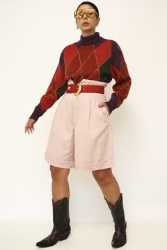 Cropped tricot xadrez vintage color - Capichó Brechó