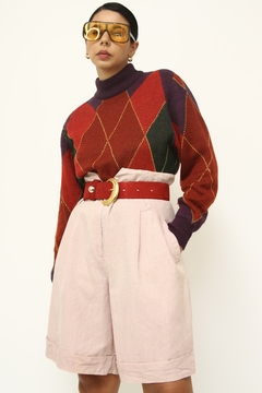 Imagem do Cropped tricot xadrez vintage color