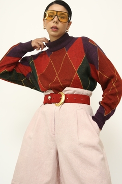 Imagem do Cropped tricot xadrez vintage color