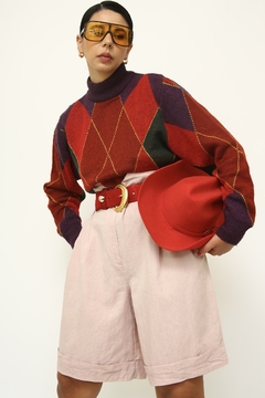 Cropped tricot xadrez vintage color - comprar online