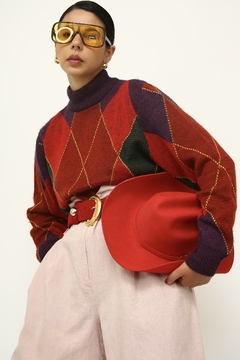 Cropped tricot xadrez vintage color - loja online