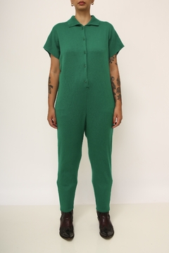 Macacão verde acrilico tricot vintage - Capichó Brechó