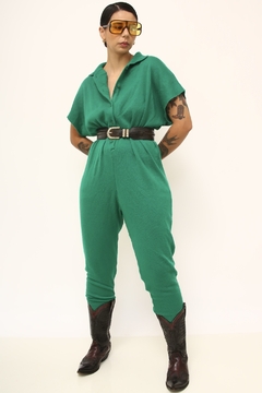 Macacão verde acrilico tricot vintage