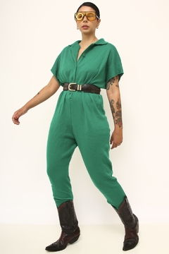 Macacão verde acrilico tricot vintage