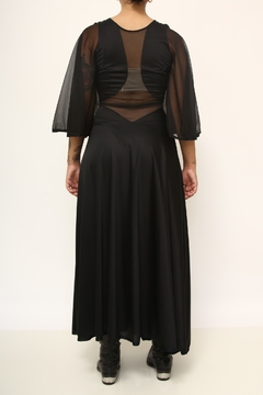 Camisola vintage preta manga transparencia - comprar online