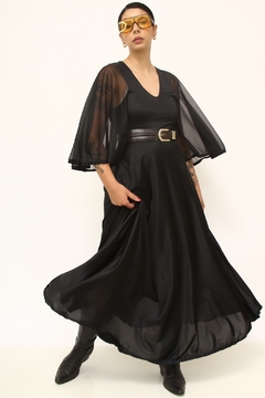 Camisola vintage preta manga transparencia - loja online