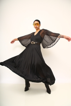 Camisola vintage preta manga transparencia - loja online