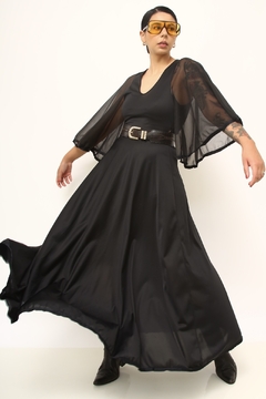 Camisola vintage preta manga transparencia - loja online