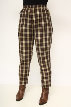 Calça xadrez vintage bege marrom na internet