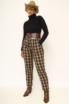 Calça xadrez vintage bege marrom - comprar online