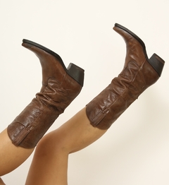 Bota 100% couro marrom western 36 na internet
