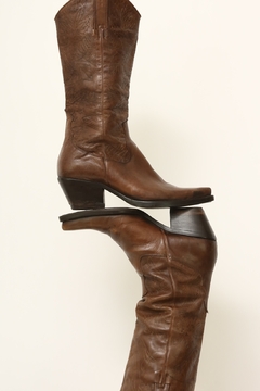 Bota 100% couro marrom western 36 - loja online