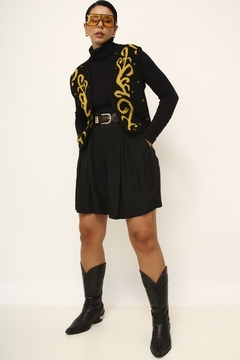 Colete tricot preto com amarelo - comprar online
