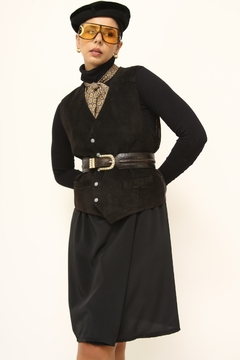 Colete couro com cetim vintage - comprar online