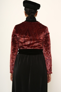 Cropped veludo vinho estampa vintage - loja online
