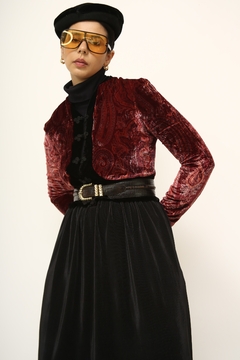Cropped veludo vinho estampa vintage - comprar online