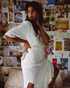 Imagem do VESTIDO CREPE VINTAGE DETALHE RENDA FRENTE MANGA 3\4