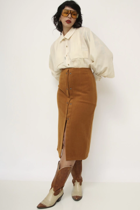 Saia 100% lã caramelo vintage