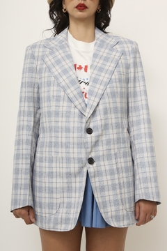 blazer xadrez azul celeste vintage original