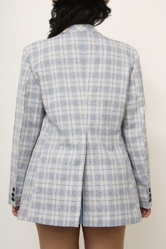 blazer xadrez azul celeste vintage original - loja online