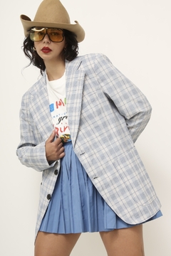 blazer xadrez azul celeste vintage original - comprar online