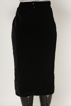 Saia veludo preta vintage midi - comprar online