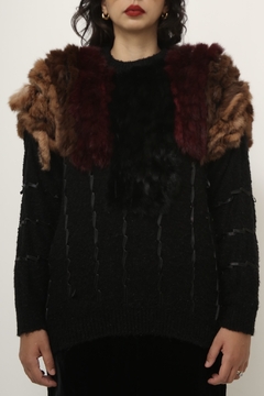Tricot preto recorte coelho color vintage - loja online