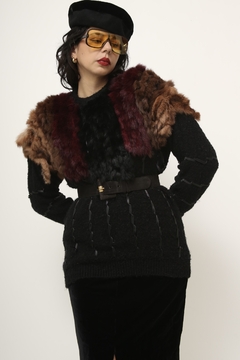 Tricot preto recorte coelho color vintage