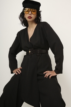 Macacão preto pantalona chic