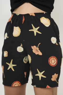 Bermuda preta estrelas e conchas - comprar online