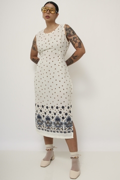vestido estampado vintage barra flor - loja online