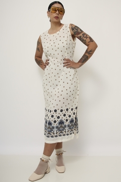 vestido estampado vintage barra flor - comprar online