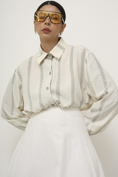 Camisa vintage tranças manga bufante - comprar online