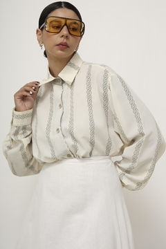 Camisa vintage tranças manga bufante