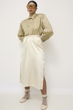 Camisa seda com couro vintage - comprar online
