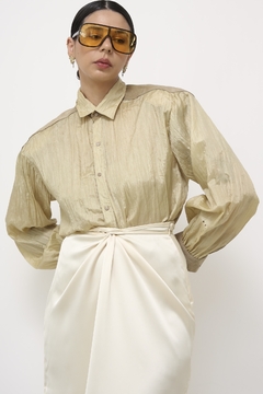 Camisa seda com couro vintage