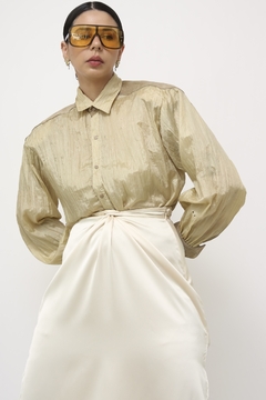 Camisa seda com couro vintage