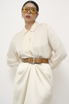 Cinto couro caramelo fivela western vintage - Capichó Brechó