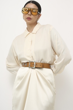 Cinto couro caramelo fivela western vintage - comprar online