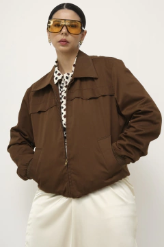 Jaqueta marrom forrada vintage - comprar online