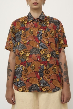 Camisa estampa laranja telha vintage - loja online