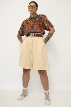 Camisa estampa laranja telha vintage - Capichó Brechó