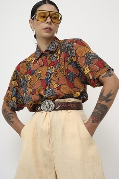 Camisa estampa laranja telha vintage