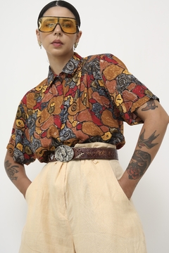 Camisa estampa laranja telha vintage