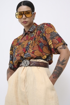 Camisa estampa laranja telha vintage na internet