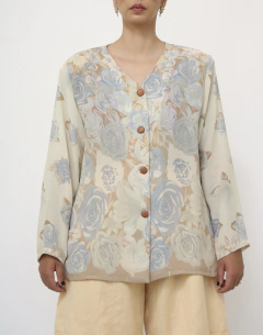 Imagem do Blazer levinho estampa flores azul