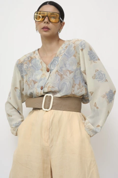 Blazer levinho estampa flores azul