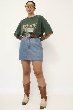 Mini saia cintura alta azul vintage - comprar online