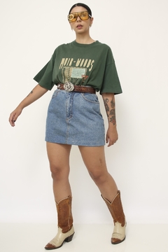 Mini saia cintura alta azul vintage - loja online